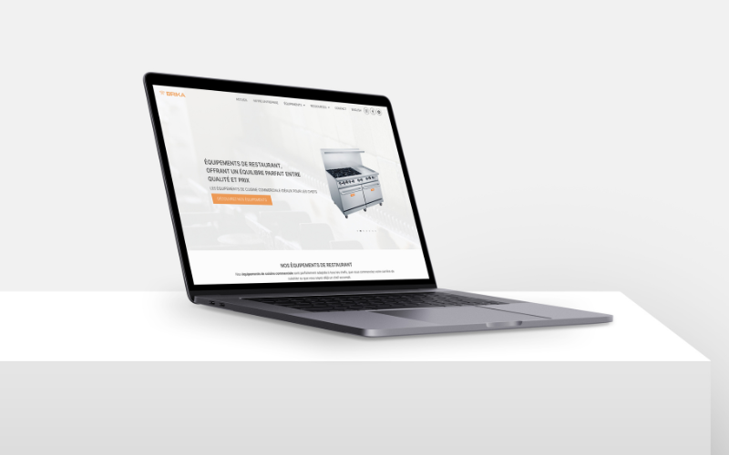 Laptop d'un site web créé par Concept Bourque, agence web & marketing numérique à Montréal. Ce site web est de l'entreprise Brika, une entreprise d'équipement de cuisson commerciale basée à Dorval.